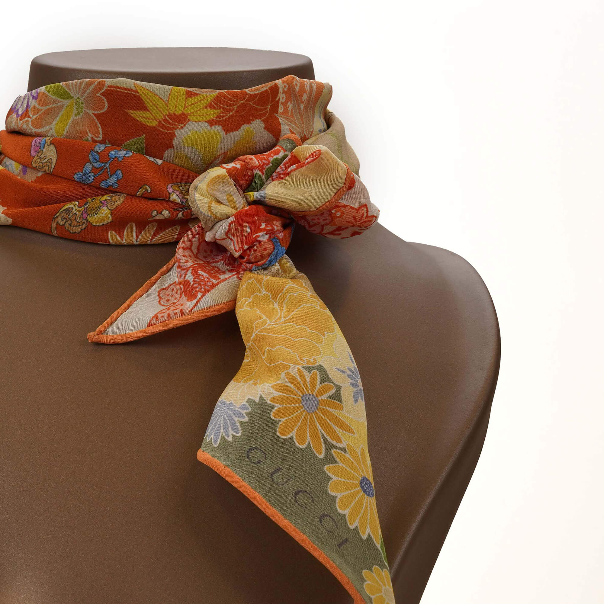 Gucci - Brick Floral Print Twilly Scarf 107x27